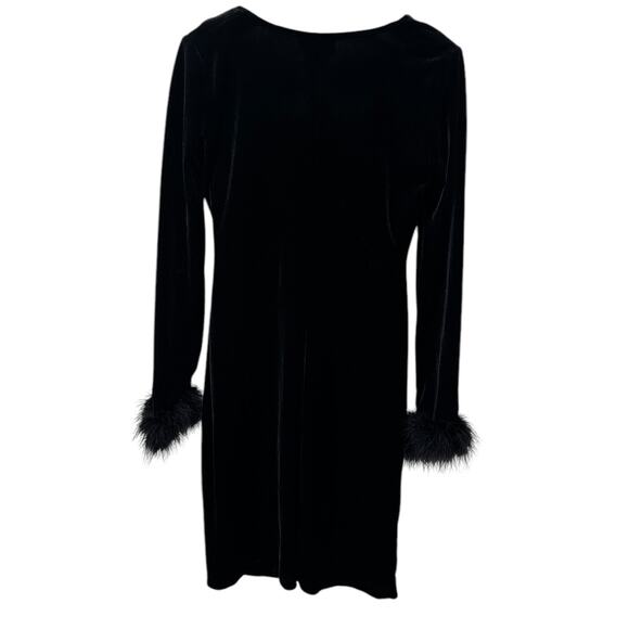 Vintage 90s Steppin’ Out Faux Fur Cuffs Velvet Dress - Picture 2 of 6